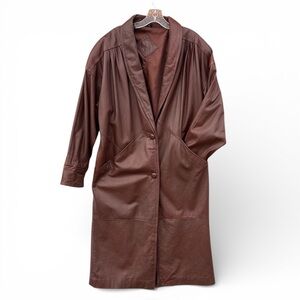 Vintage Brown Leather Trench Coat
